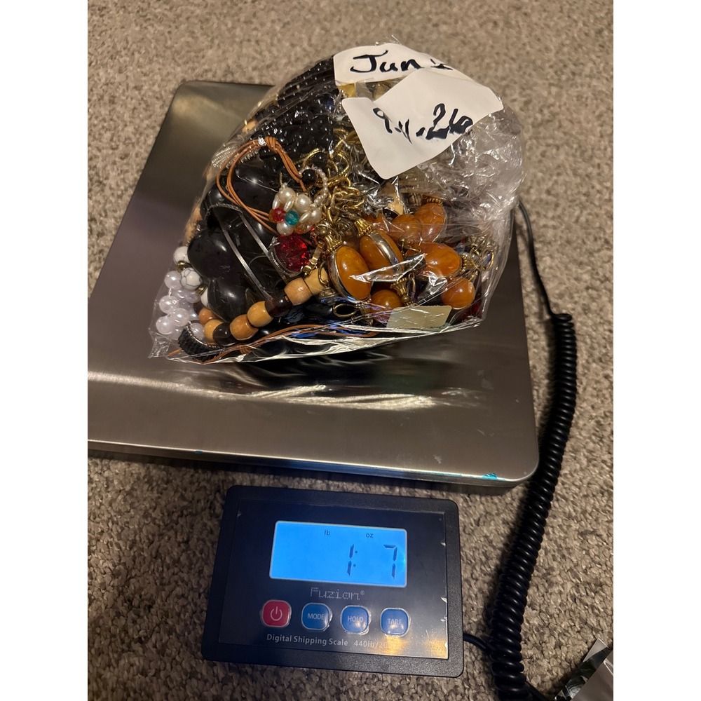 Mixed Jewelry Lot 1lb 7oz Bulk Bag Vintage Modern Crafting Resale Assortment